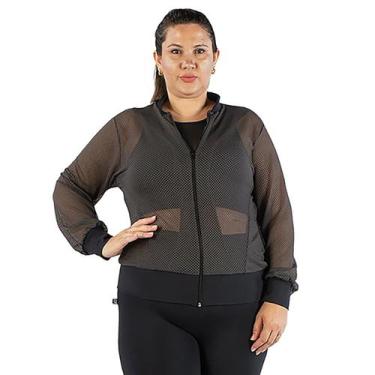 Imagem de Jaqueta Bomber Feminina Plus Size em Tela com Bolsos e Ziper Cinza - S