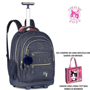 Imagem de Mochila De Rodinha Rebecca Bonbon Oficial Jeans Escolar 2026 - Clio St
