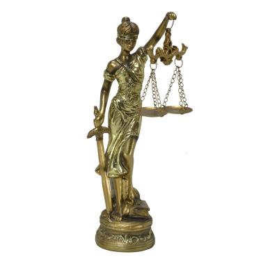 Imagem de Escultura Decorativa Dama da Justiça em Resina Dourado 24cm 16970-PL
