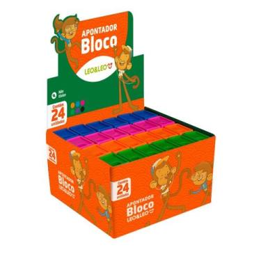 Imagem de Apontador de lápis retangular bloco 6cm caixa com 24 unidades - Leo e 