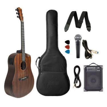 Imagem de Kit Violão Aço Tagima New England Gran Reserva + Caixa