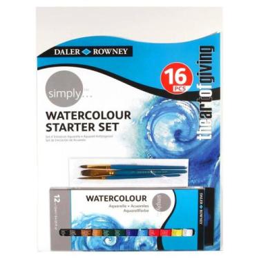 Imagem de Kit Aquarela Daler Rowney 16 Peças Tinta + Pincel + Painel