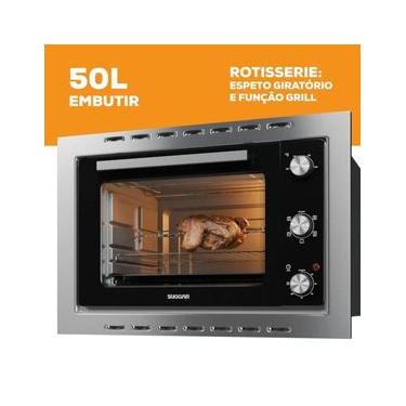 Imagem de Forno Elétrico de Embutir Suggar FE5002IX 50L 1800W com Grill Inox 220V