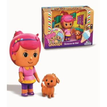 Imagem de Brinquedo boneca chocoline + cachorro docecookies - os chocolix - adij