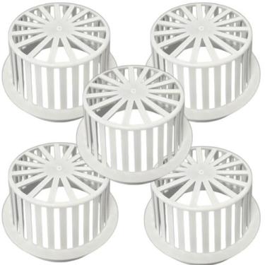Imagem de Kit 5 Abacaxi Ralo Anti Entupimento 150mm Plástico Branco para Calhas 