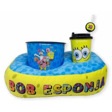 Imagem de Kit Almofada + Balde Pipoca + Copo Infantil Bob Esponja - Zona Criativ