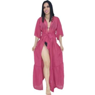 Imagem de Saída De Praia longa Manga curta Em Chiffon - Tropicana Modas, Único 3