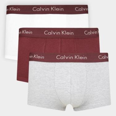 Imagem de Kit Cueca Calvin Klein Low Rise Trunk Com 3 Peças, Bordô, GG