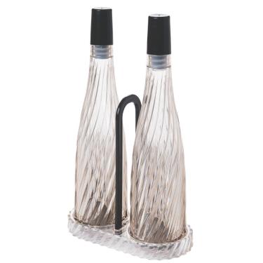 Imagem de Conjunto galheteiro porta azeite e vinagre 270ml com suporte Twist Plasutil ref.17288
