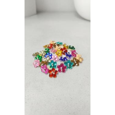 Imagem de 100un Lacinhos Pet Flor Acrílico 1,5x1,5cm Cores Sortidas - Congratula