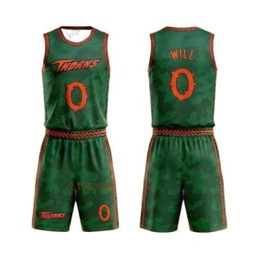Imagem de Conjunto De Camiseta E Shorts De Basquete Verde Camuflado Vineland Tho