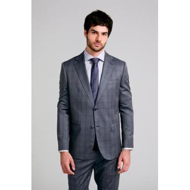 Imagem de Terno Slim Fit Lã Xadrez - HIGHSTIL, 54M, Azul médio