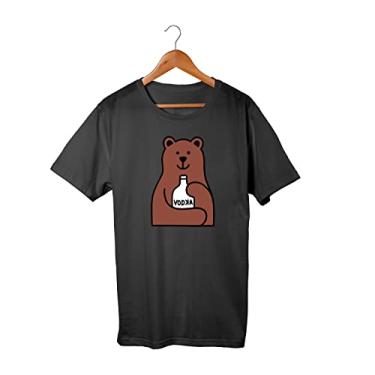Imagem de Camiseta Unissex Desenho Urso Com Vodka 100% Algodão (M, Chumbo)