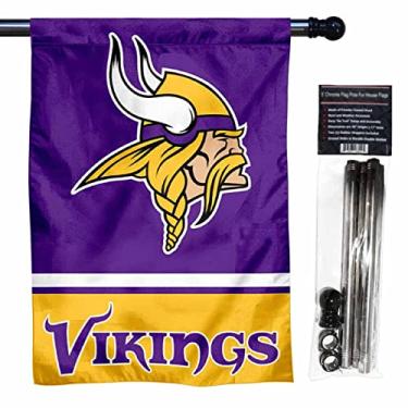 Imagem de WinCraft Vikings Banner House Flag and 5 Foot Flagpole Set