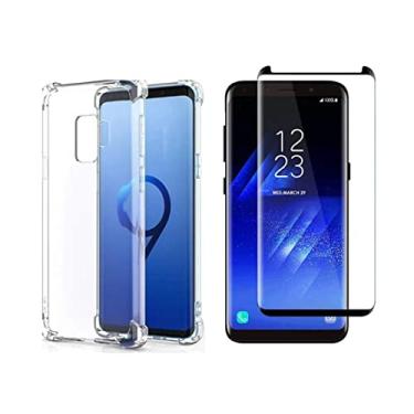 Imagem de Kit Capinha Antichoque e Pelicula Vidro 5D Preta Compatível com Samsung S9