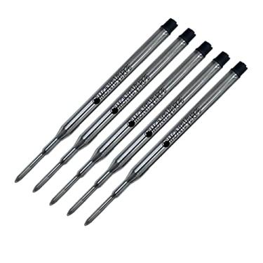 Imagem de Pacote com 5 – Canetas esferográficas estilo Monteverde"K" para caber em canetas esferográficas com ponta média, rolo macio (pacote com rosa), Preto