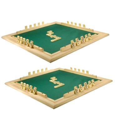 Imagem de CONJ 2 Tabuleiros de Mesa Para DOMINÓ Com Feltro Verde 66x66 cm 7009