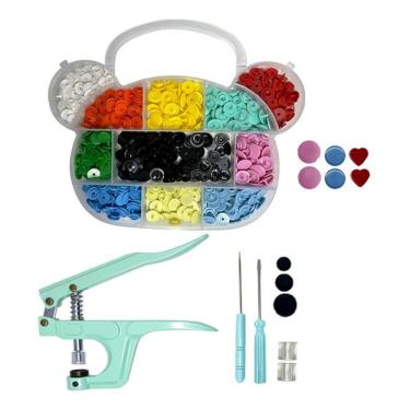 Imagem de Alicate Botão Pressão Ritas kit 120 Botões Coração 10 e 12mm