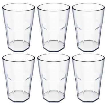 Imagem de Conjunto 6 Copos Plásticos Jogo de Copos para Suco Água 400ml Natural OU