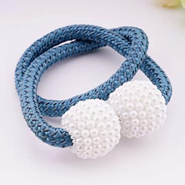 Imagem de Clipes de cortina Suportes de cortina magnéticos Fivelas de renda Fivelas de bola Acessórios de renda para cortina Decorações para casa, azul, 2 peças