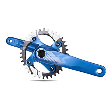 Imagem de Pedivela de mountain bike, conjunto de braço de manivela de liga de alumínio resistente com coroa integrada oca, manivela de bicicleta azul combina com bicicletas de 8, 9, 10, 11, 12 velocidades