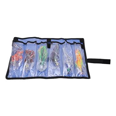 Imagem de 6 pe?as iscas de pesca, saias de lula iscas de pesca de polvo, iscas de atum, isca artificial acr¨ªlica trolling isca de pesca de ¨¢gua salgada com saco de malha preta, Ind¡§2strias de Lula Iscas pe