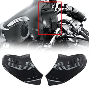Imagem de FINMOKAL Capa de carenagem interna Batwing preta cromada para Harley Touring Electra Street Glide 96-13