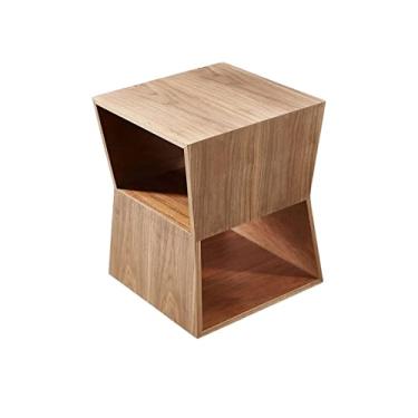 Imagem de Mesa de centro mesa lateral quadrada decoração moderna sala de estar sofá lateral pequena mesa de centro quarto mesa de cabeceira 3 camadas mesas de canto geométricas