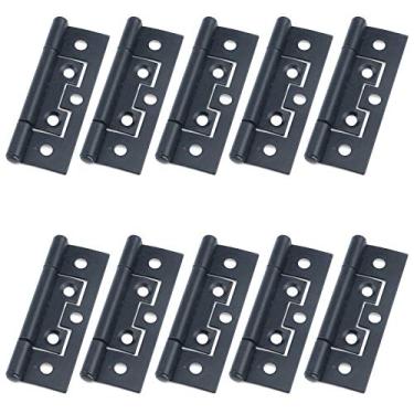 Imagem de Dobradiças sem encaixe Tulead Dobradiças de móveis de ferro Dobradiças de porta 6,8 cm x 2,5 cm Caixa preta Dobradiças de extremidade Pacote com 10 com parafusos para cômoda de guarda-roupa de armário