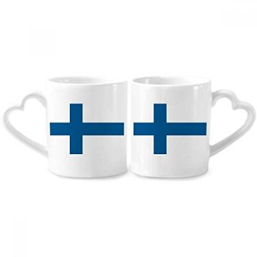 Imagem de Conjunto de canecas de porcelana para casal, bandeira nacional da Finlândia, Europa e país