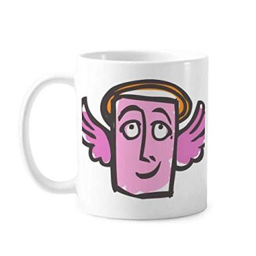 Imagem de Angel Abstract Face Sketch Happy Mug Cerâmica Café Porcelana Louça