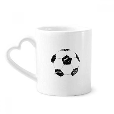 Imagem de Caneca de futebol preta simples com padrão de futebol caneca de café cerâmica copo de coração de vidro