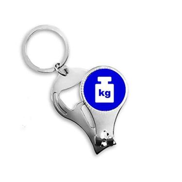 Imagem de Ponto de aviso quadrado azul peso anel alicate chaveiro abridor de garrafa cortador