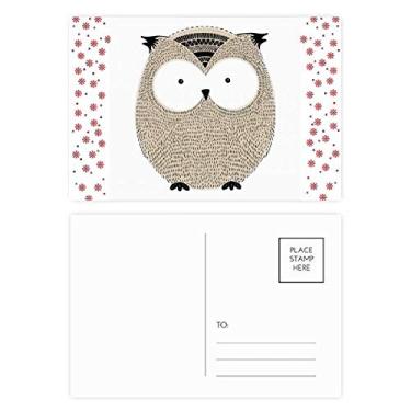 Imagem de Cartão postal de aniversário estilo simples coruja gordinha Natal flor celebração cartão postal bênção