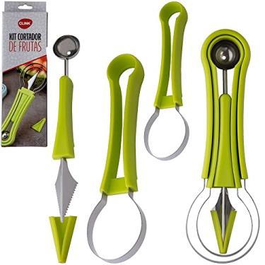 Imagem de KIT CORTADORES FRUTA PLASTICO E ACO INOX 21,5 cm X 6,5 cm X 2 cm