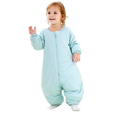 Imagem de Saco de dormir RESTCLOUD para bebês com pés de inverno, cobertor usável com pernas, saco para bebês espessos 2,5 TOG, Azul, 2T-4T