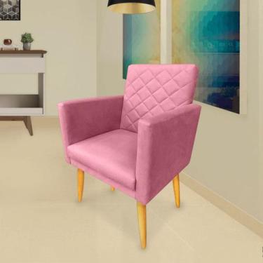 Imagem de Poltrona Decorativa Maitê Suede Rosa Para Sala E Recepção - 2M Decor