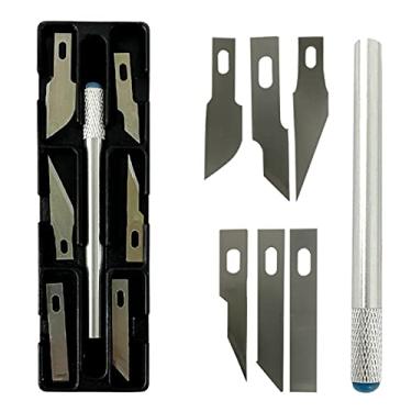 Imagem de Kit Estilete Precisão 7 Peças Estojo Tipo Bisturi Artesanato