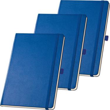 Imagem de Kit 3X Caderneta De Anotações 13,7X21cm 80 Fls Sem Pauta Azul Royal -