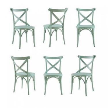 Imagem de Conjunto 6 Cadeiras Madeira Maciça Tauari Laqueado Cross X Texas Gamma