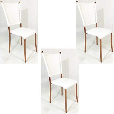 Imagem de Kit 3 Cadeiras de Cozinha Cobre Fibra Sintética Branca Assento Branco - Poltronas do Sul