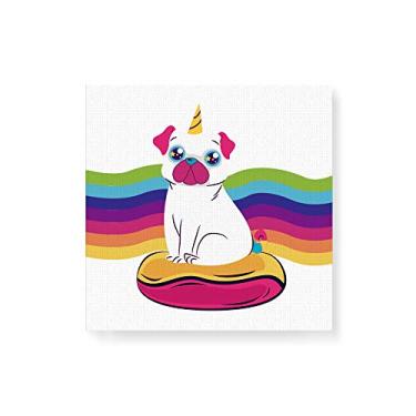 Imagem de Arte Maníacos Quadro Decorativo em Tela Canvas Pugcórnio Arcoíris - 50x50cm