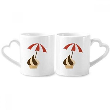 Imagem de Conjunto de canecas de porcelana para casal de sorvete de chocolate Sunshade com alça de coração