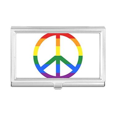 Imagem de Porta-cartões LGBT arco-íris gay lésbica anti-guerra porta-cartões