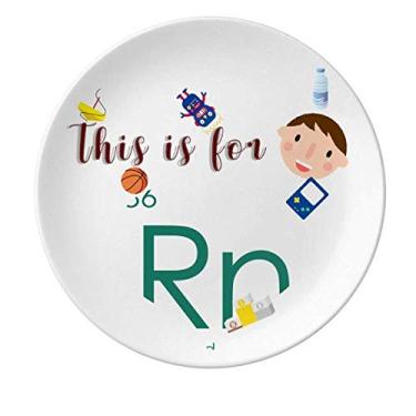 Imagem de Tabela periódica elementos de química raro radão a gás prato de porcelana jantar redondo menino homem