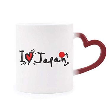 Imagem de I Love Japan Word Flag Caneca sensível ao calor vermelha muda de cor