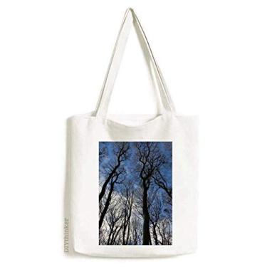 Imagem de Bolsa de lona azul céu verde floresta, ciência, natureza, paisagem, sacola de compras, bolsa casual
