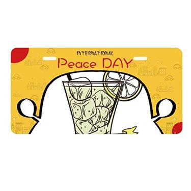 Imagem de DIYthinker Placa de licença de sorvete Tubularis de limão para decoração de carro Dia da Paz