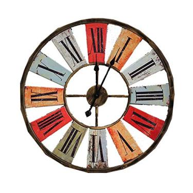 Imagem de Relógio de parede, estilo de numeração romana centuriana redonda de 27"tamanho grande Decoração da casa Relógio analógico de metal operado por bateria para a sala de estar