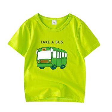 Imagem de Tamanho 16 para meninos e meninas, estampa de desenho de carro, casual, roupas infantis, camisetas curtas para meninos, tamanho médio, Verde, 12-18 Months
